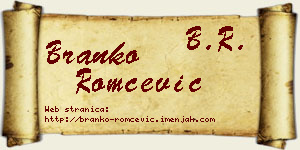 Branko Romčević vizit kartica